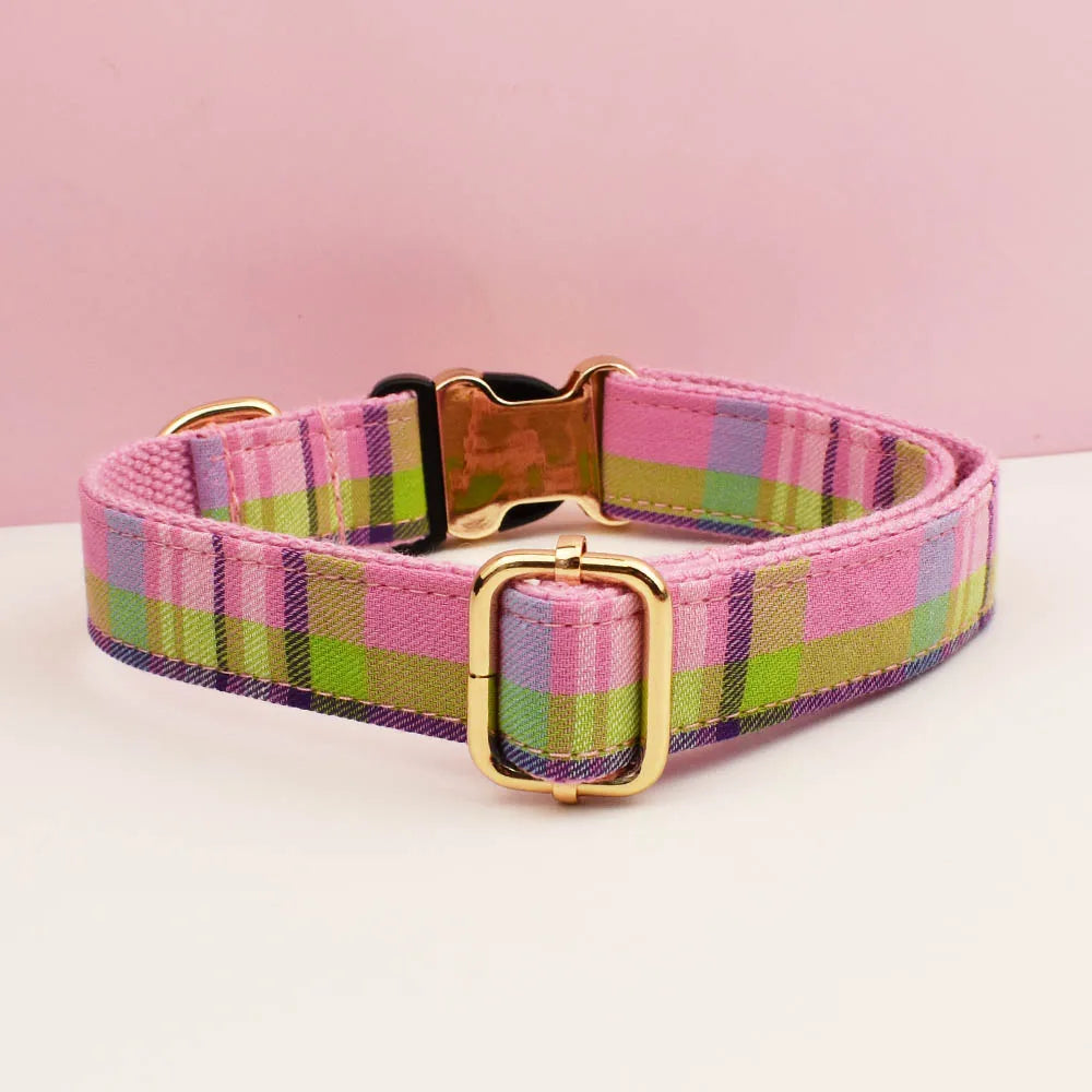 Customizable Dog Collar - Green Plaid