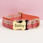 Customizable Dog Collar -Red Plaid