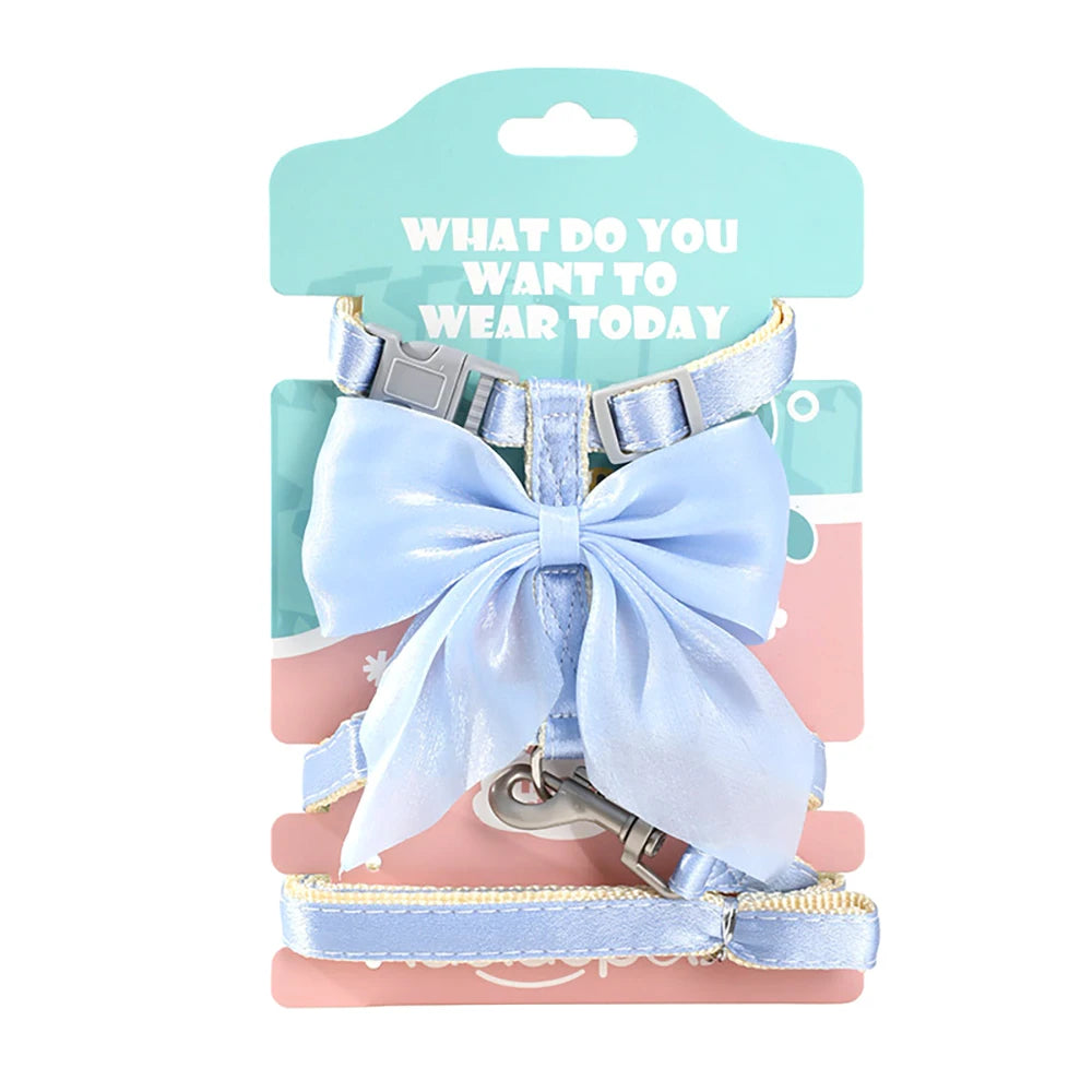 Blue Bow Cat Harness