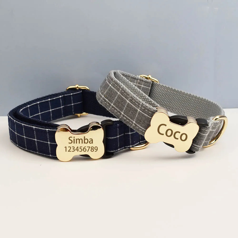 Customizable Dog Collar - Green Plaid