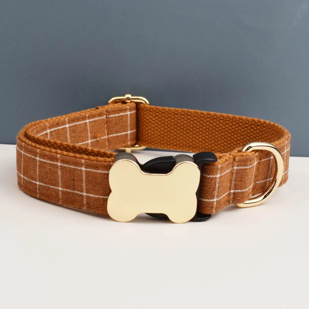 Customizable Dog Collar - Green Plaid